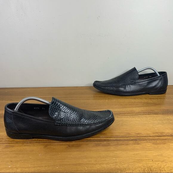 To Boot New York Black Leather Crocodile Slip-On Loafer Size 9.5